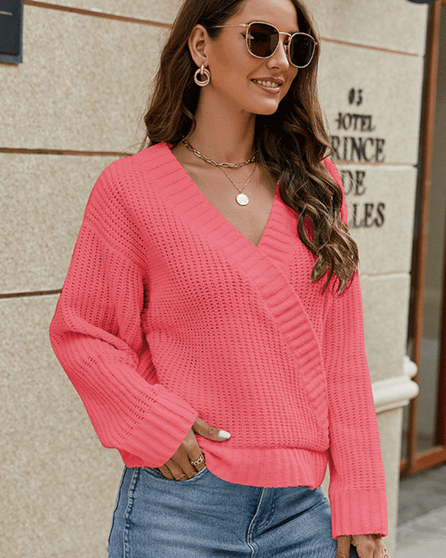Surplice Neck Long Sleeve Sweater