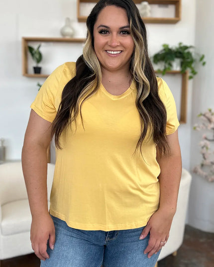 Basic Bae Bamboo Full Size V-Neck High-Low T-Shirt