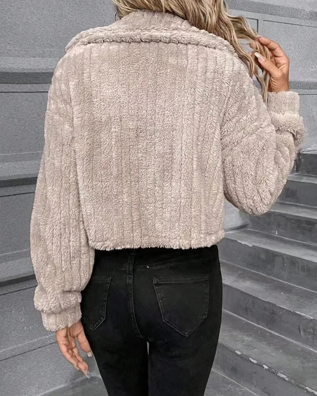 Button Up Long Sleeve Fuzzy Outerwear