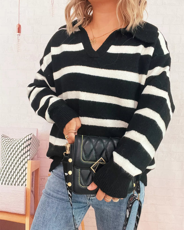 Striped Dropped Shoulder Sweater