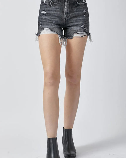 RISEN Full Size High Rise Distressed Denim Shorts 