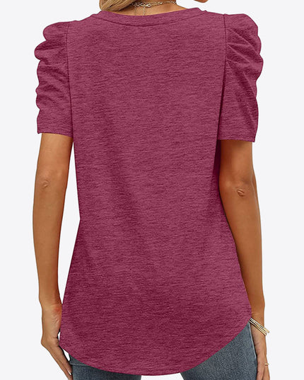 V-Neck Puff Sleeve Tee