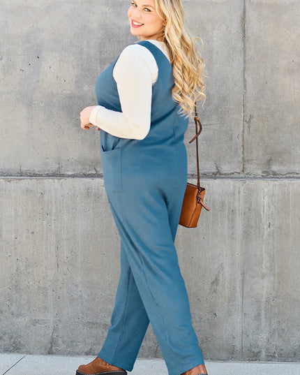 Double Take Full Size Sleeveless Straight Jumpsuit