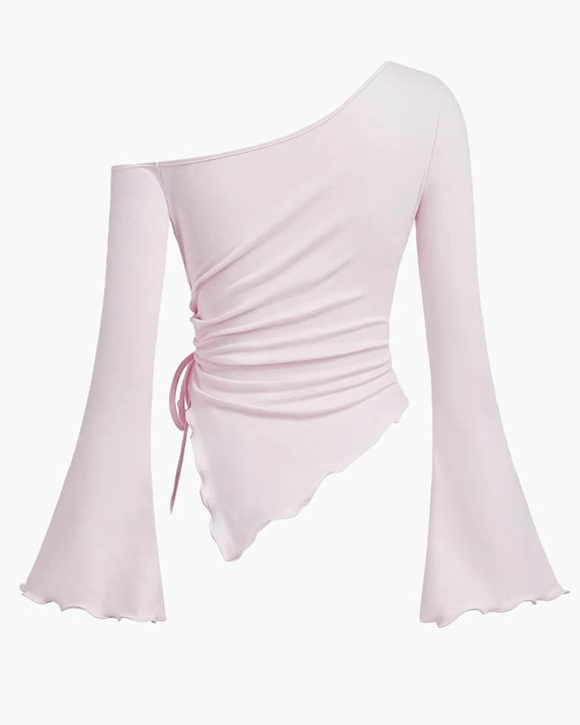 One Shoulder Bell Sleeve T-Shirt