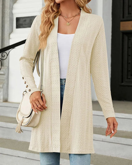 Open Front Long Sleeve Cardigan Tan
