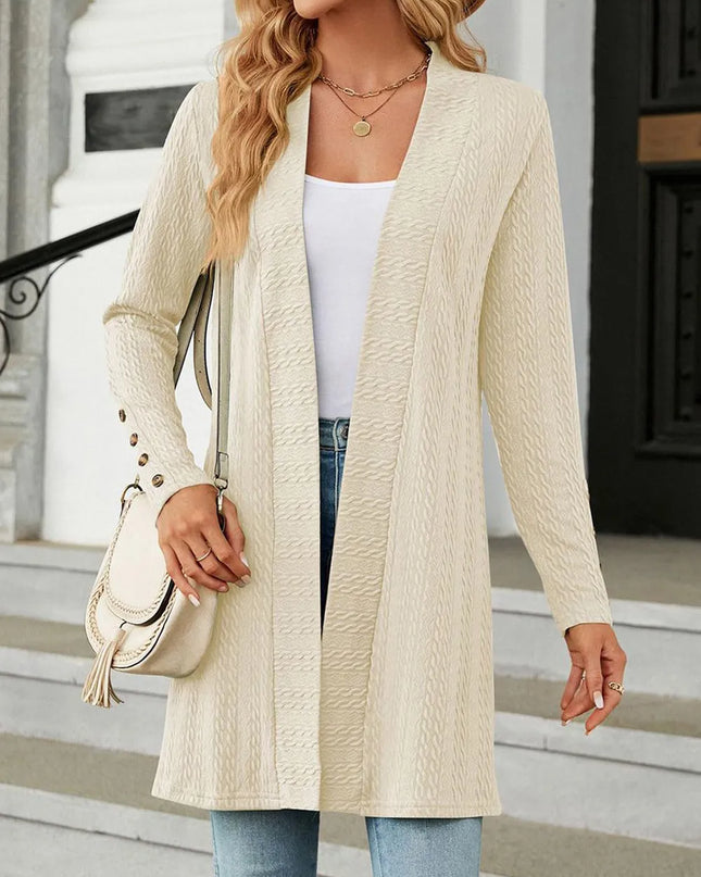 Open Front Long Sleeve Cardigan Tan