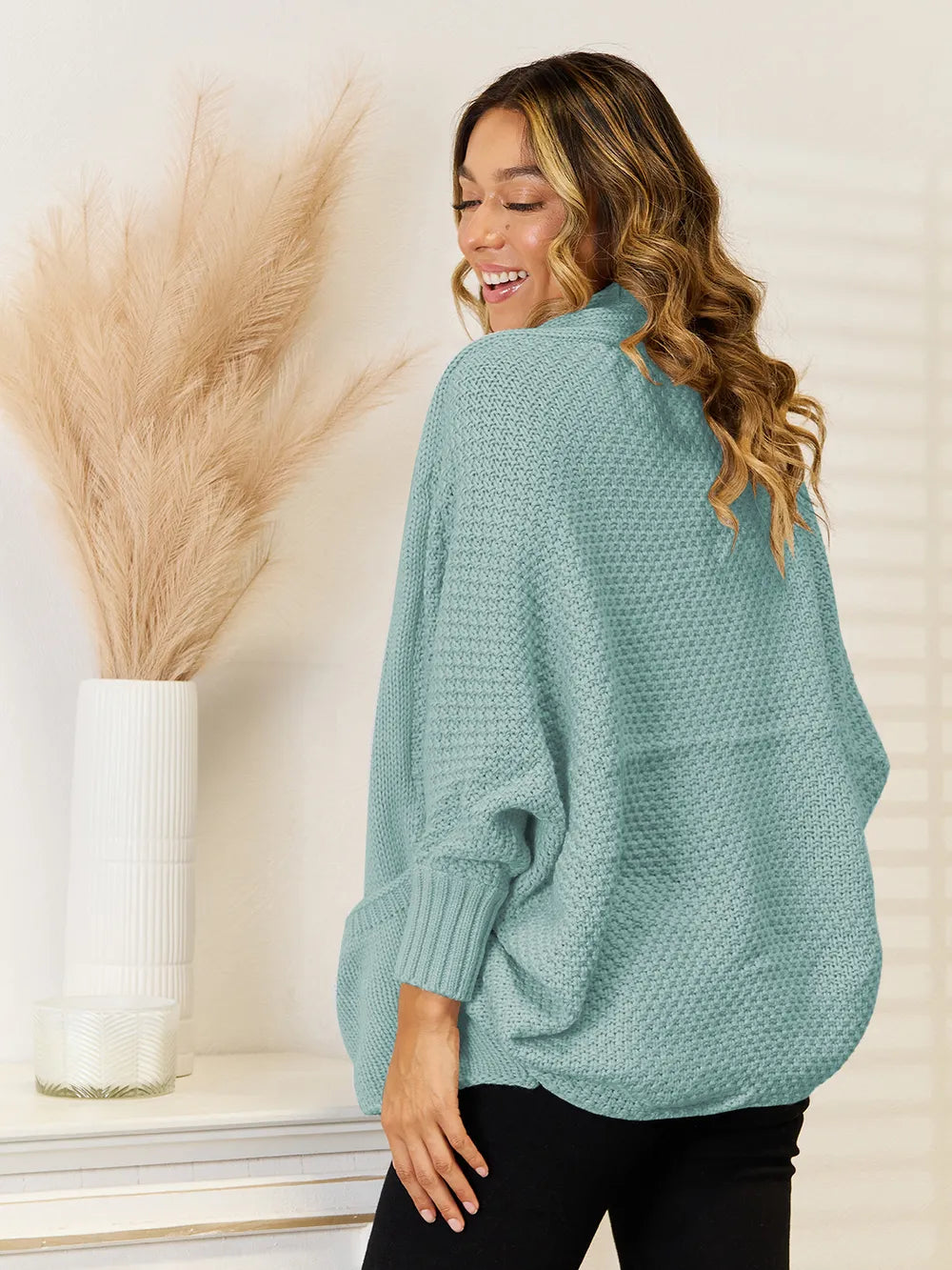 Angel Wings Open Front  Cardigan with Pockets 