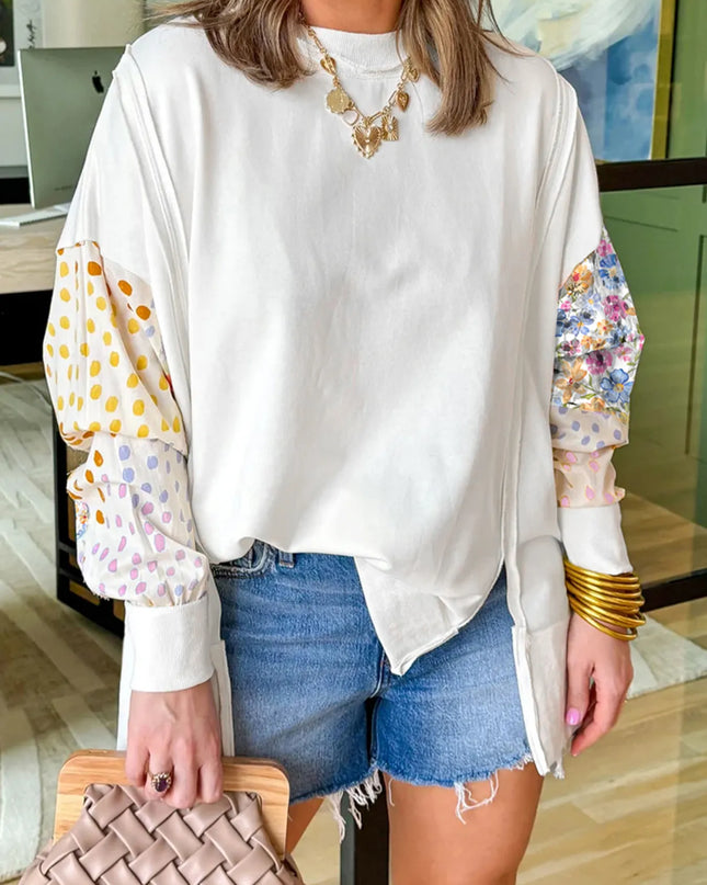 Floral Print Long Sleeve Sweatshirt White