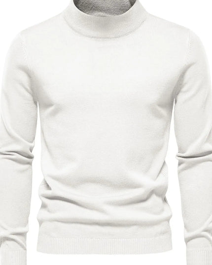 Men's Mock Neck Long Sleeve Sweater White