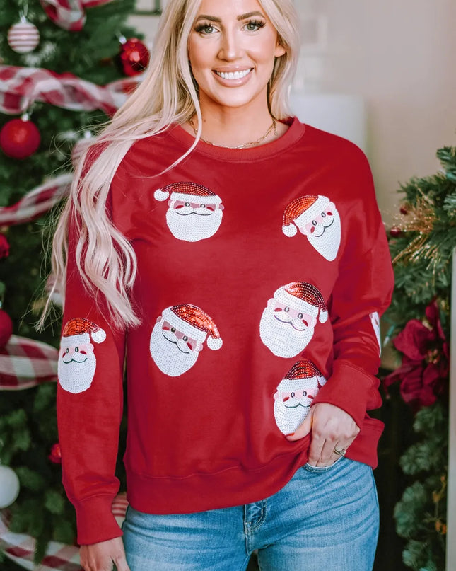 Sequin Santa Patch Round Neck Sweatshirt