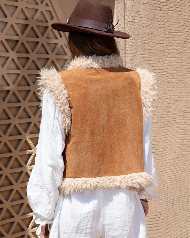 Fuzzy Open Front Vest Coat