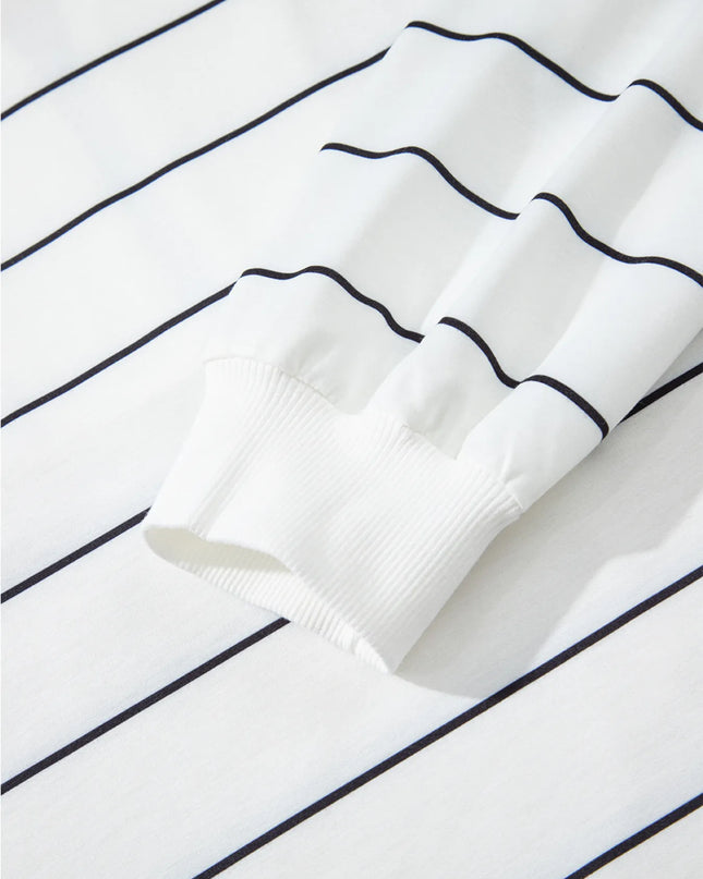 Striped Quarter Zip Sweatshirt with Relaxed Fit