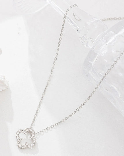 Inlaid Zircon Clover Pendant Necklace