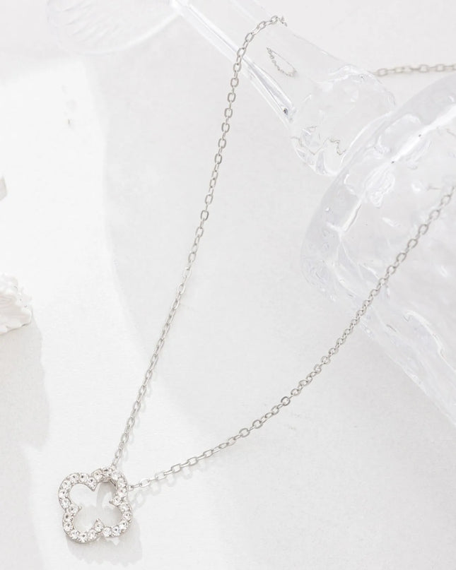 Inlaid Zircon Clover Pendant Necklace