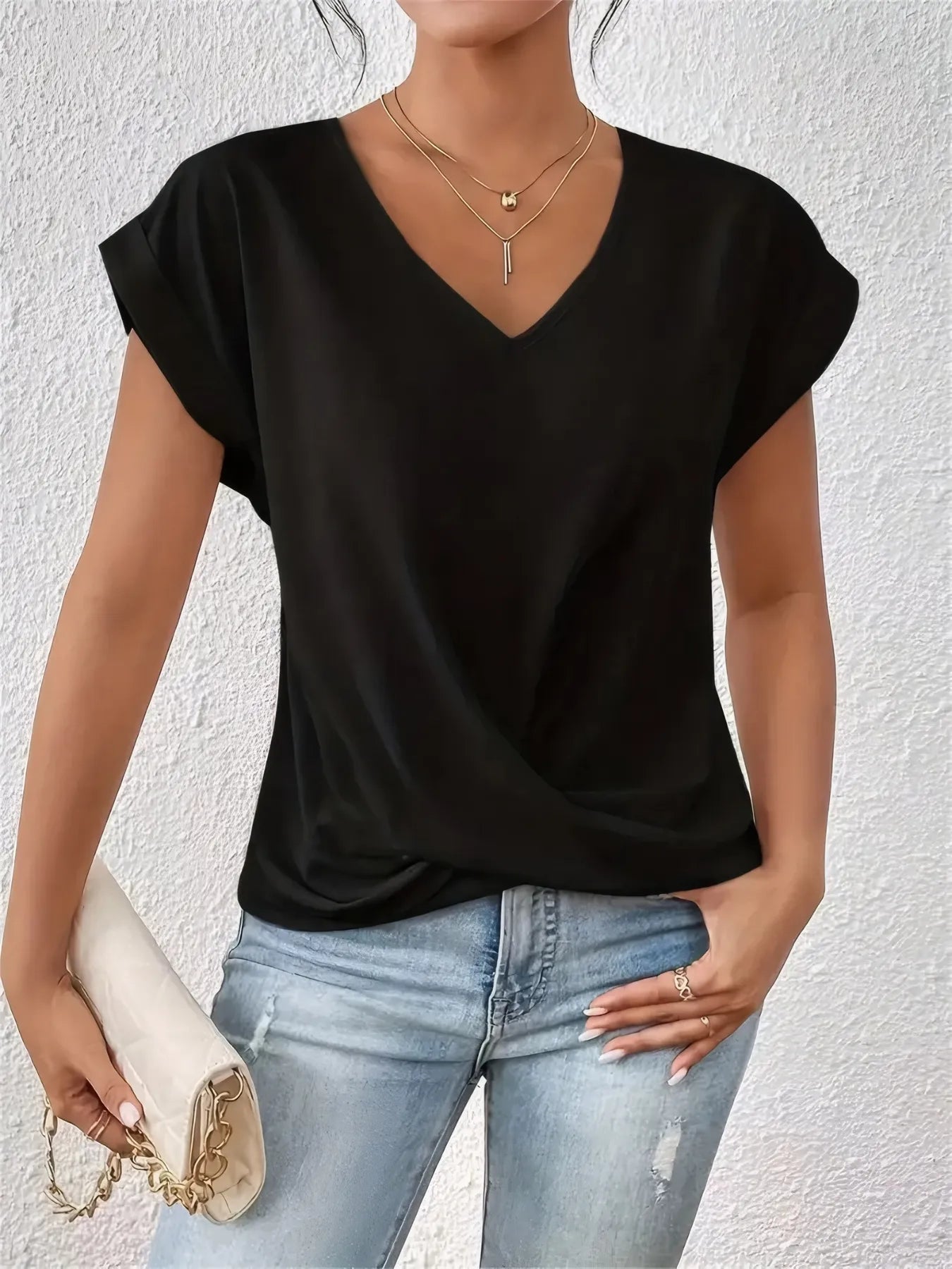 V-Neck Twist Front Top 
