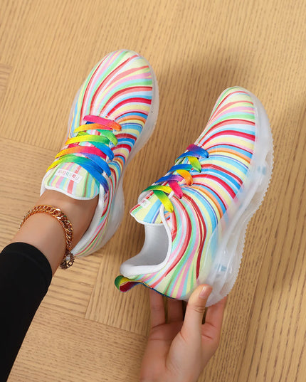 Rainbow Swirl Lace Up Athletic with Transparent Sole 