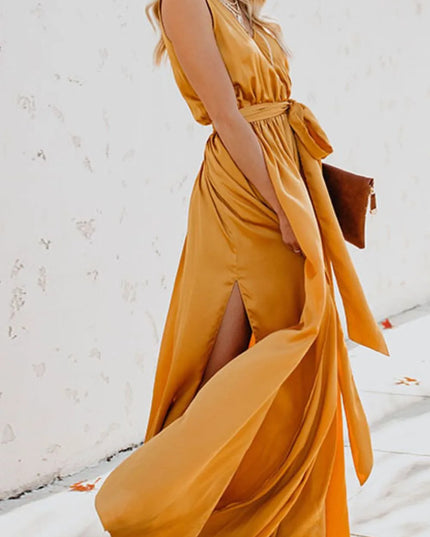 Surplice Tie Waist Maxi Dress