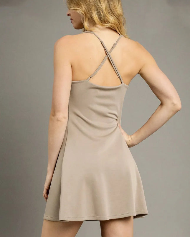 Umgee Crisscross Square Neck Active Dress