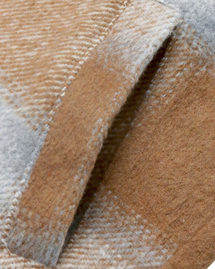 Plaid Wool Blend Longline Jacket