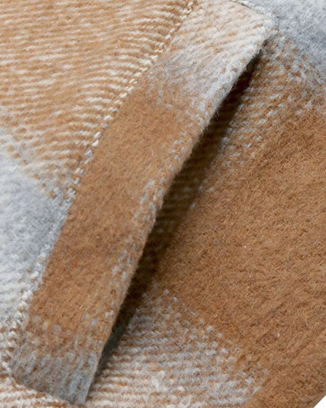 Plaid Wool Blend Longline Jacket