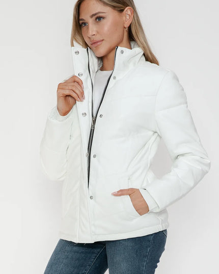 Snobbish Pocketed Zip Up Turtleneck Puffer Jacket