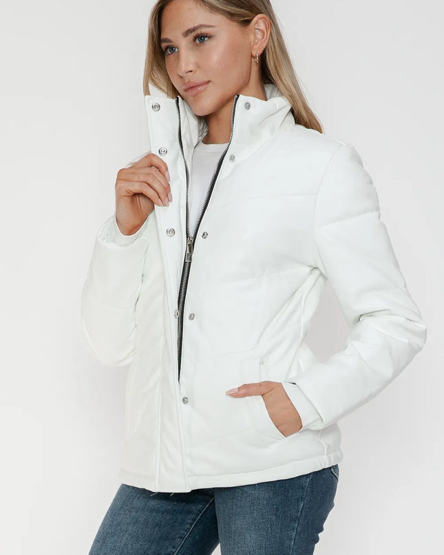Snobbish Pocketed Zip Up Turtleneck Puffer Jacket