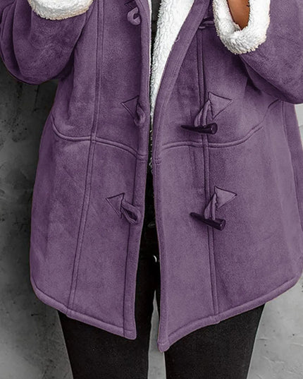 Full Size Cozy Sherpa Lined Toggle Coat with Hood Plus Size