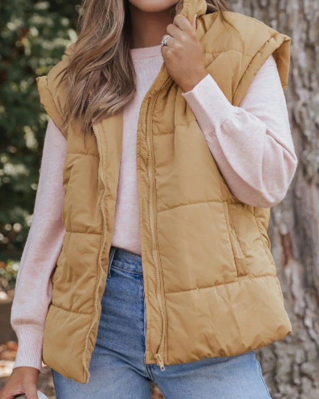 Zip Up Vest Coat with Pockets