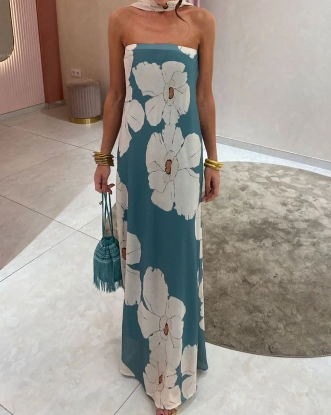 Printed Tube Maxi Dress