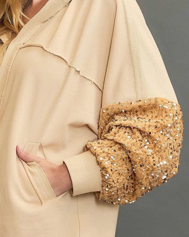 Umgee Sequined French Terry Jacket