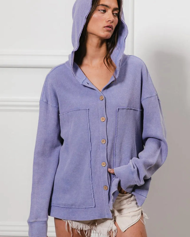 BiBi Washed Waffle Thermal Hooded Jacket