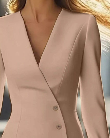 Long Sleeve Blazer Dress with Button Detail