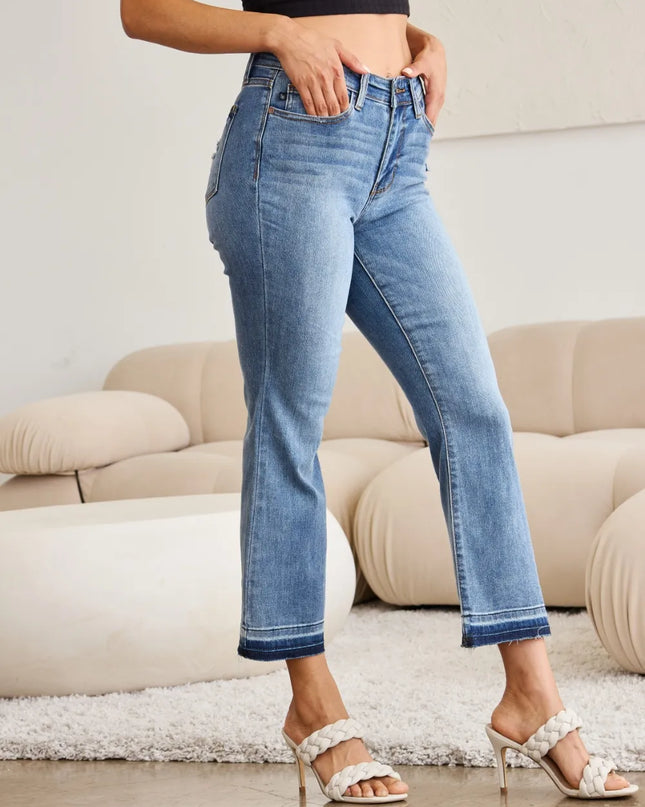 Judy Blue Full Size Release Hem Cropped Bootcut Jeans