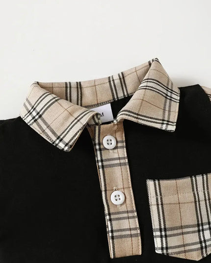 Children's Hat and Plaid Short Sleeve One-Piece Romper