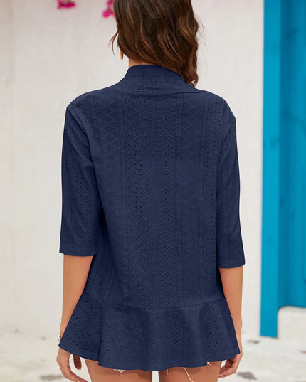 Eyelet Open Front Cardigan