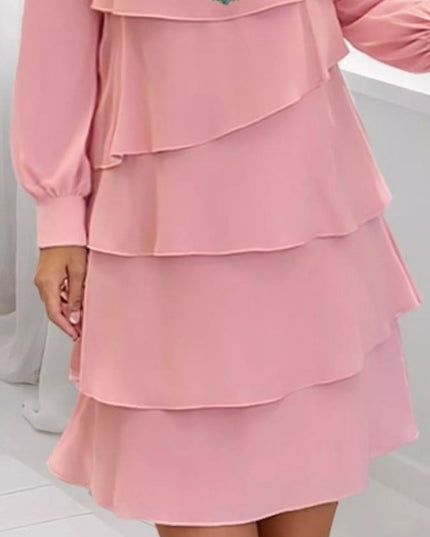 Full Size Layered Long Sleeve Mini Dress Plus Size