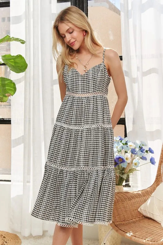 ADORA Gingham Detail Washed Dress
