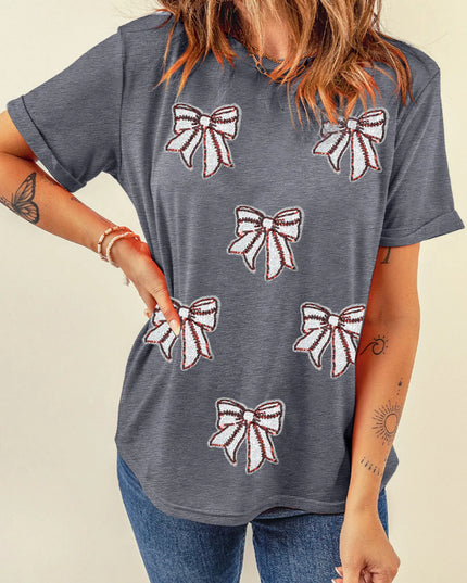 Sequin Bow Short Sleeve Tee