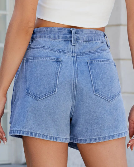 Asymmetrical Denim Skort with Pockets