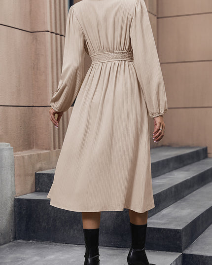 Perfee V-Neck Buttoned Slit Dress 