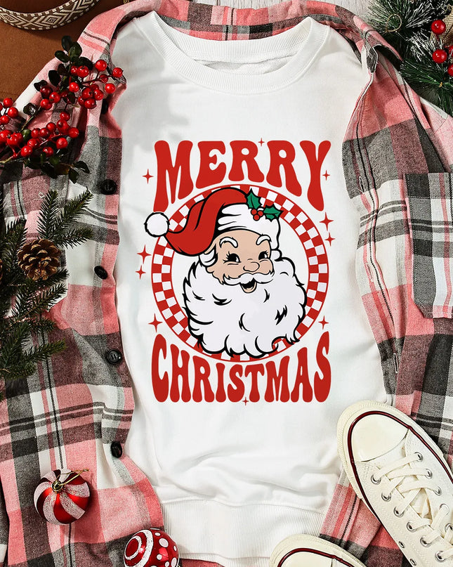 Santa Graphic Round Neck Long Sleeve Sweatshirt