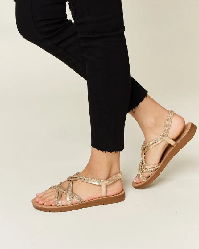 Forever Link Rhinestone Crisscross Flat Sandals