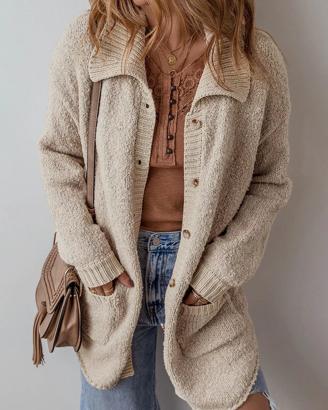 Button-Up Cardigan with Pockets