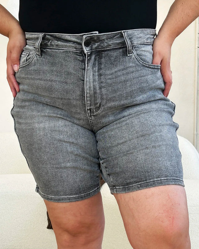 Judy Blue Full Size High Waist Washed Denim Shorts