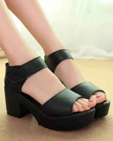 Platform Chunky Heel Sandals with Ankle Strap