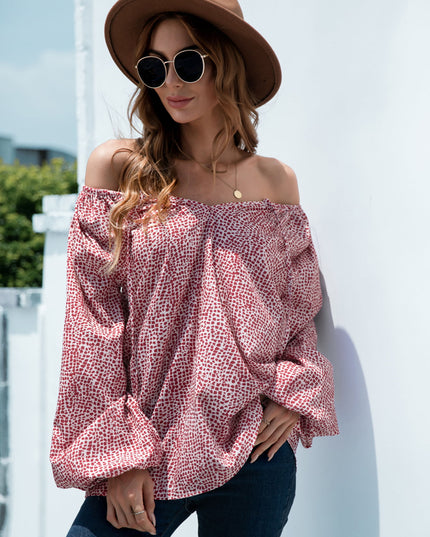 Printed Tie-Neck Balloon Sleeve Blouse