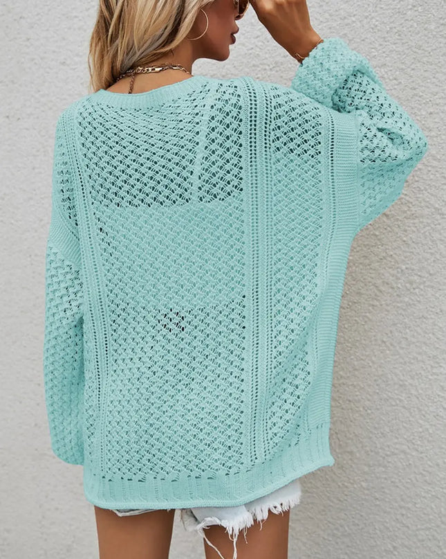 Openwork Button Front Cardigan