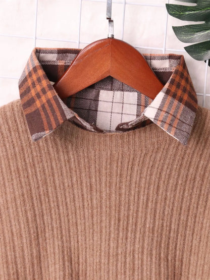 Plaid Long Sleeve Sweater Dress