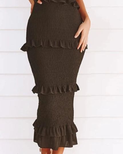 Smocked Ruffled Midi Cami Dress