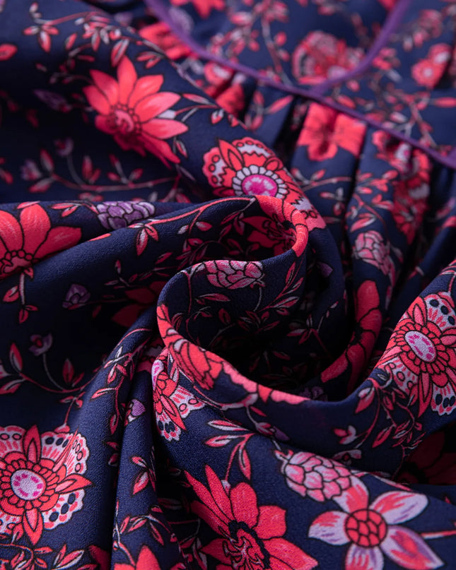 Floral Half Sleeve Split Neck Blouse Top